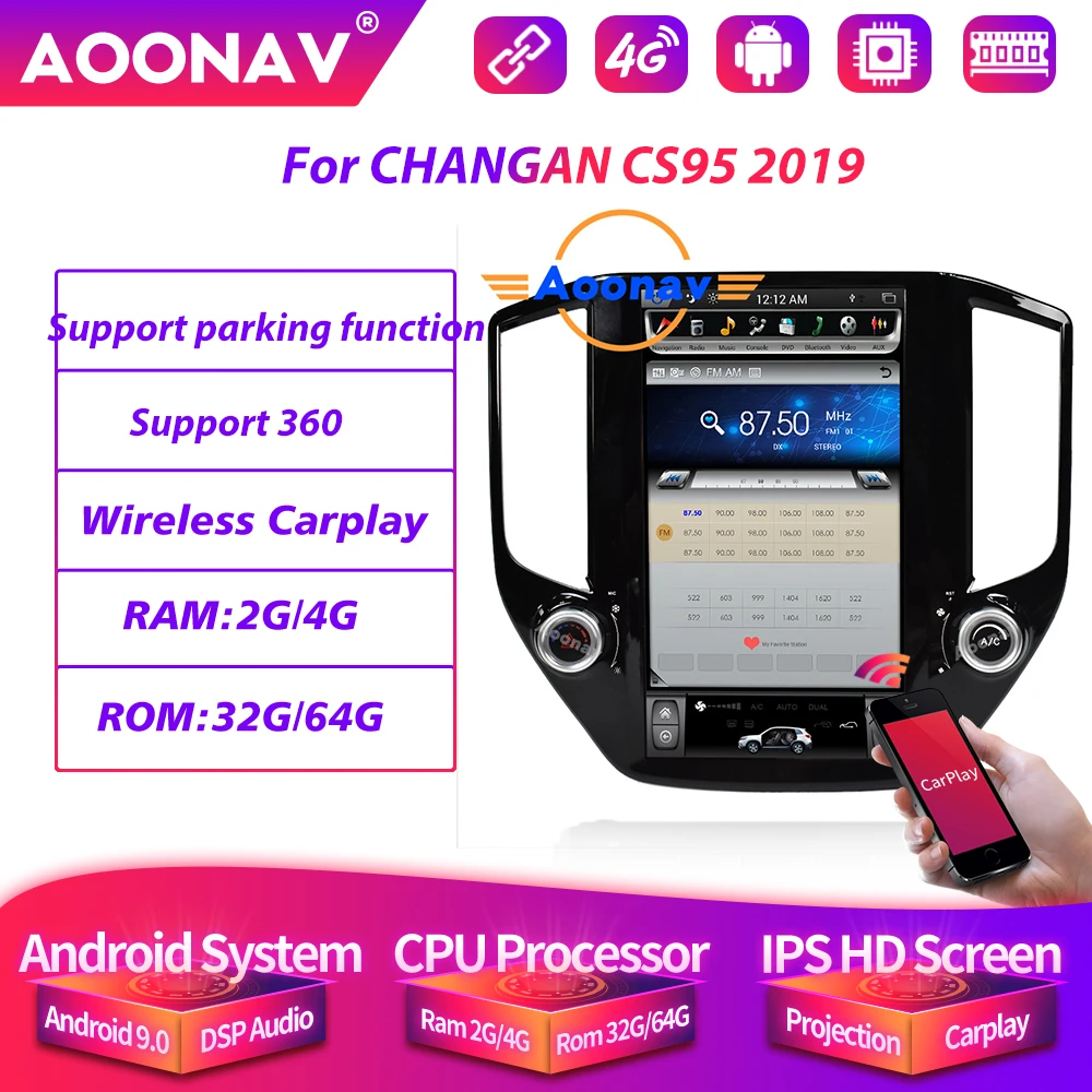 

Car Radio Android 2 Din Tesla Style GPS Navigation Head Unit For CHANGAN CS95 2019 Stereo Multimedia Autoradio Player