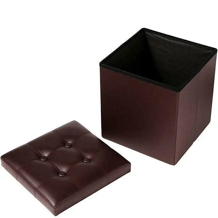 

Foldable faux leather storage square cube footrest stool/seat-15 x 15