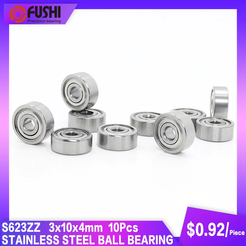 

S623ZZ Bearing 3*10*4 mm ( 10PCS ) ABEC-1 440C Roller Stainless Steel S623Z S623 Z ZZ Ball Bearings