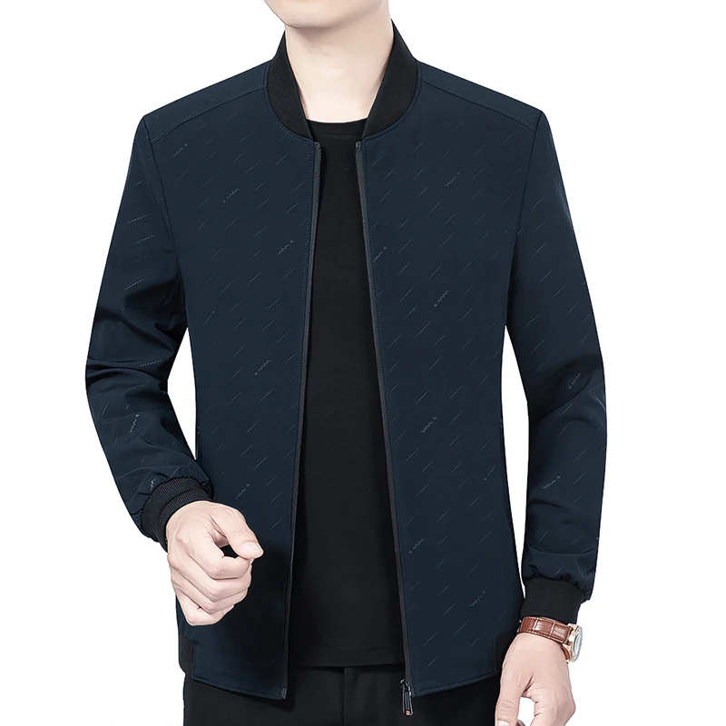 

Cheap Spring Men Fashion Plus size Pattern Casual Polyester Stand Collar Windbreaker Jacket