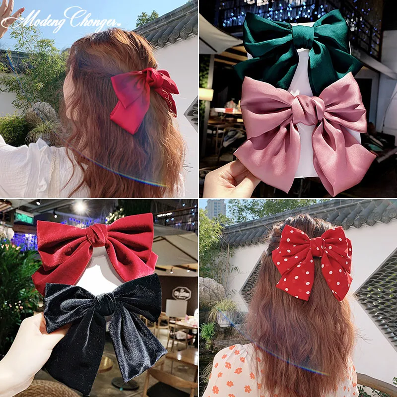 

New Long Ribbon bow Tie Chiffon Hair Clip For Woman Korean Fashion Big Barrette Bow Hairpin For girls Ladies Hair Accessories