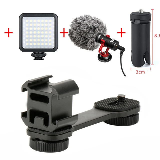 Синий Для DJI Osmo Mobile 3 2 Аксессуары тройное крепление Горячий башмак шарнирный адаптер удлинитель кронштейн для Zhiyun Smooth 4 Q2 osmo pocket - Цвет: Синий