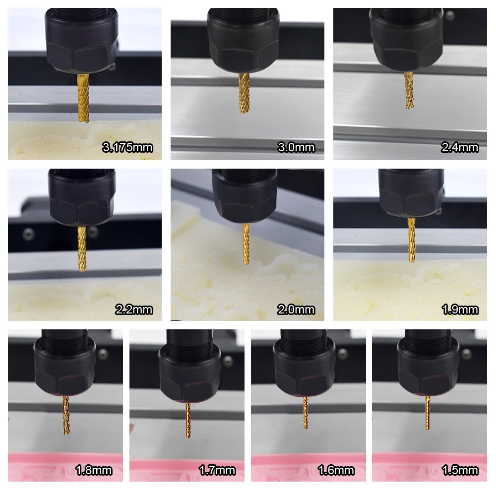 

10pcs End Mill 1.5+1.6+1.7+1.8+1.9+2.0+2.2+2.4+3.0+3.175mm Milling Cutter ultra-fine grain tungsten carbide hard alloy