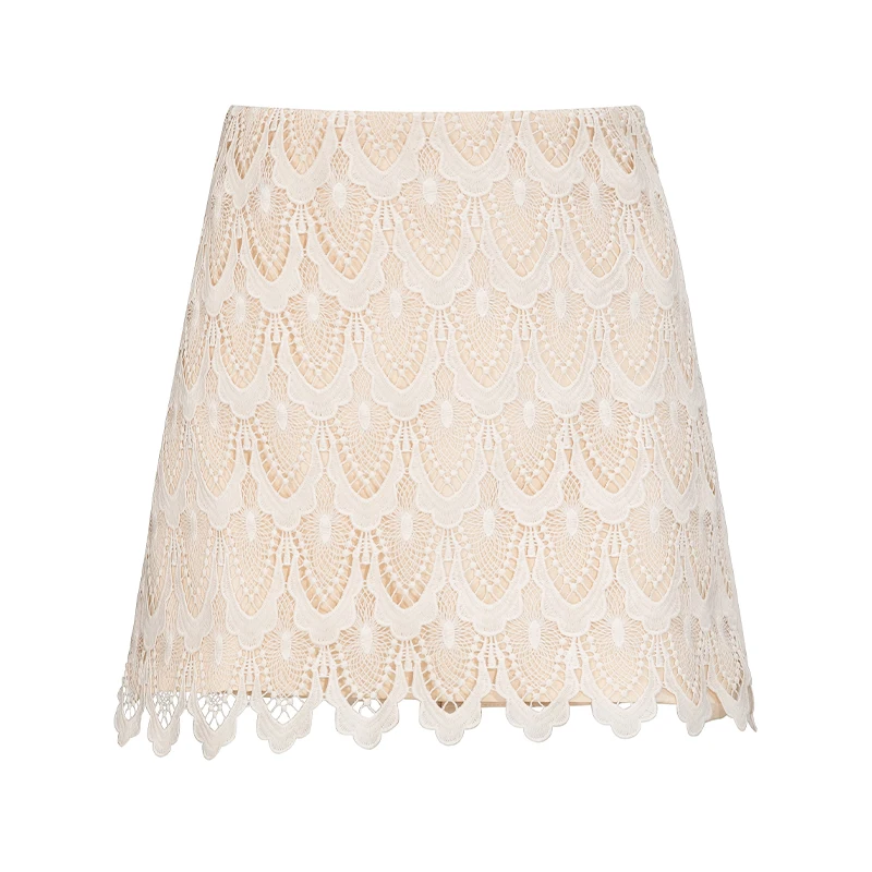Женская кружевная юбка-шорты с высокой талией модель DK542 на осень 2020