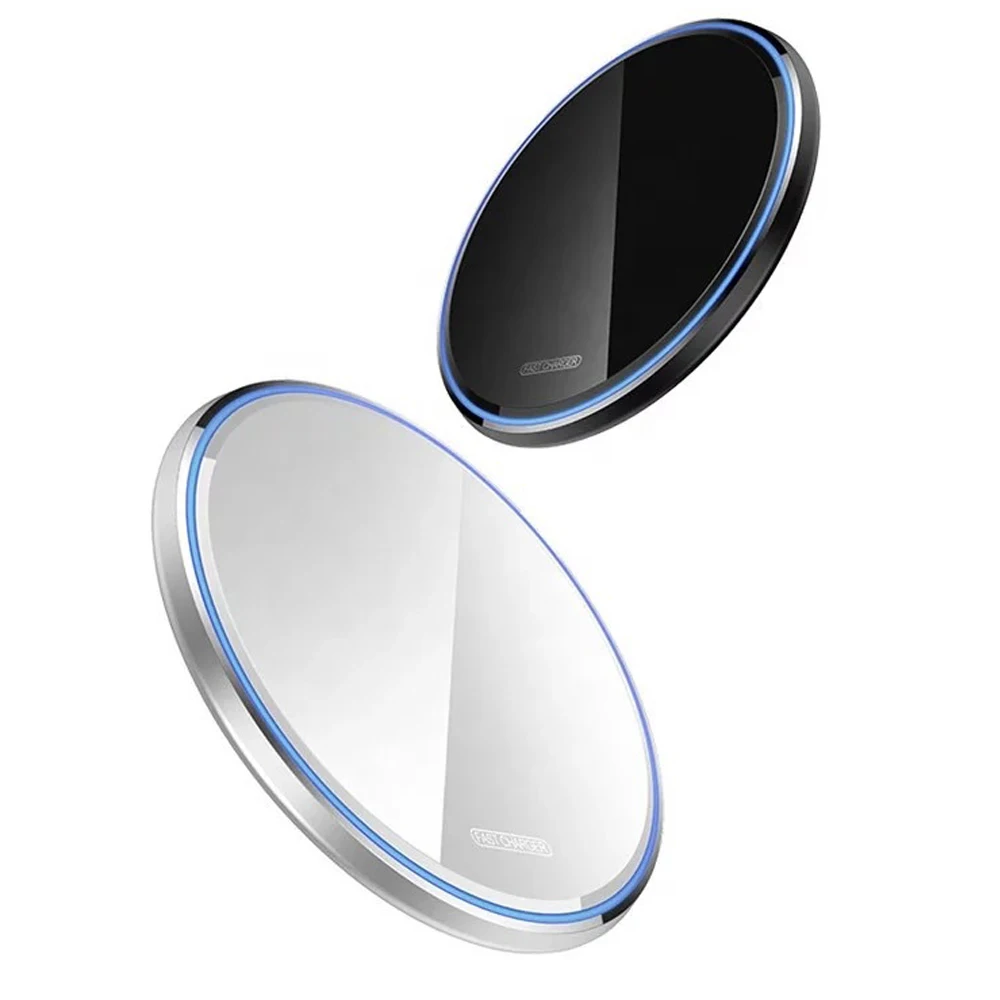 

Mobile phone wireless charging 15W round desktop aluminum alloy fast charger for iPhone 12 Xiaomi fast wireless mirror charger