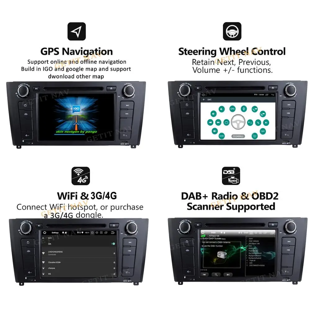 DSP IPS Android 10 автомобильный DVD мультимедийный плеер для BMW 1 серии E81/E82/I20 с BT Wifi Радио