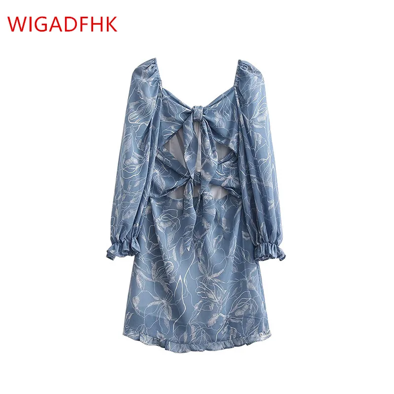 

Autumn New Women's Clothing European And American Style Retro Chest Knotted Hollow Design Waist Dress Fashion Sexy Mini Skirt