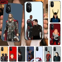 cartoon marvel superhero clear phone case for huawei honor 20 10 9 8a 7 5t x pro lite 5g black etui coque hoesjes comic fash d