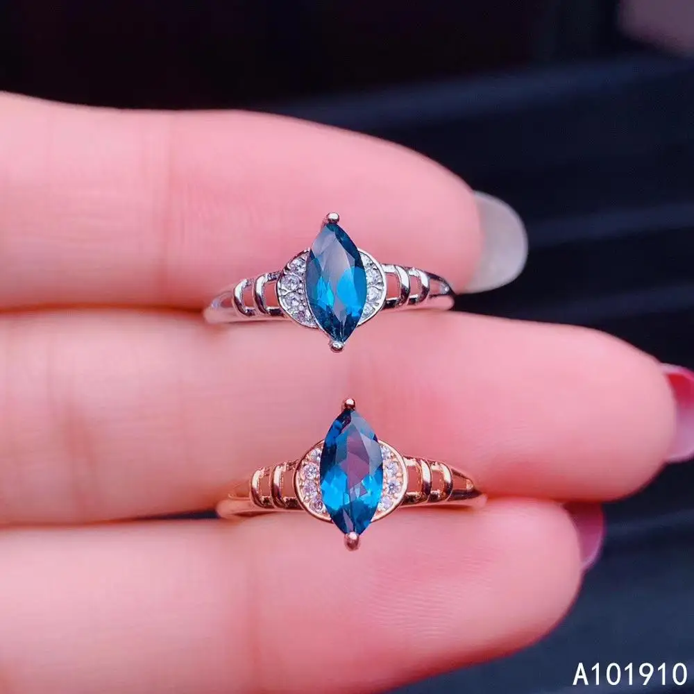 

KJJEAXCMY boutique jewelry 925 sterling silver inlaid Natural blue Topaz ring female support detection popular