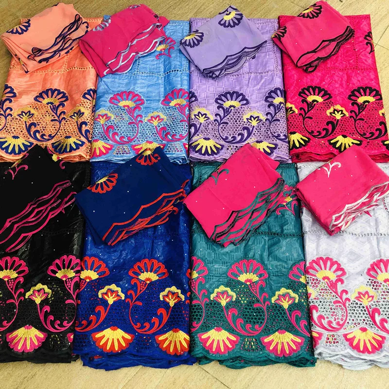 

Newest 100%Cotton Bazin Net Lace Fabric High Quality African Bazin Riche Brode Fabrics for Dresses 5+2Yards/pcs G28-28