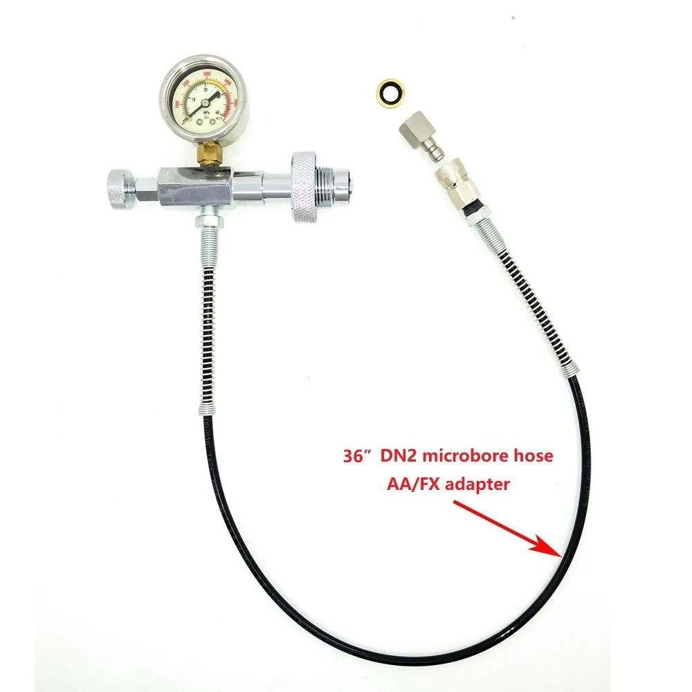 Пейнтбол PCP заполняющая станция 300 бар/4500psi Din наполнение зарядки адаптер с 2" /36" DN2 микроотверстие шланг - Цвет: 36in hose w AA FX QD