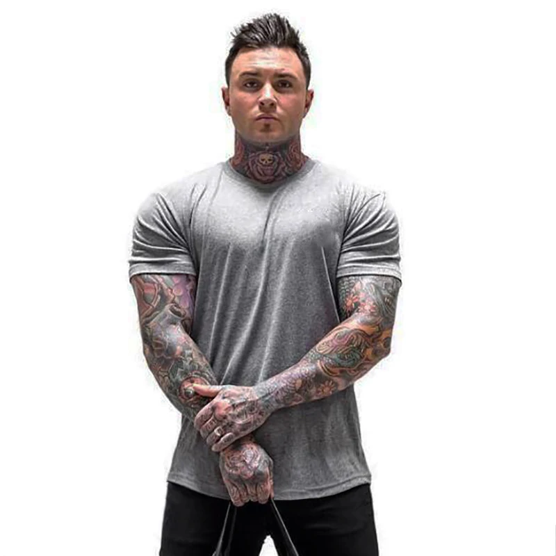 

New Summer Streetwear Tshirt Brand Gym Short Sleeve T-shirt Men Muscle Tees Bodybuilding Fitness Men Tops Cotton Singlets