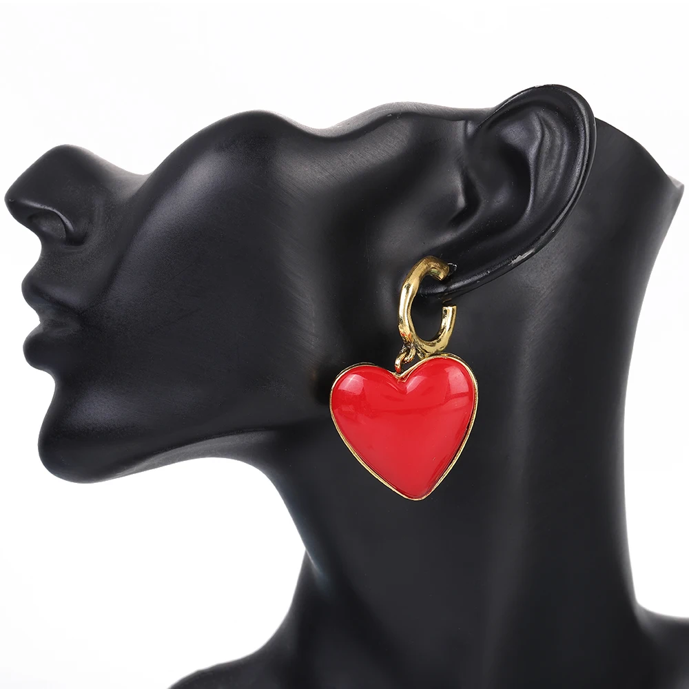 Милые серьги ювелирные изделия золотой цвет Красная эмаль сердце Brincos для детей