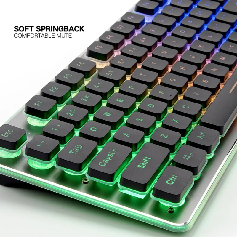 Игровая клавиатура 104 колпачки RGB подсветкой Водонепроницаемый Бесшумная