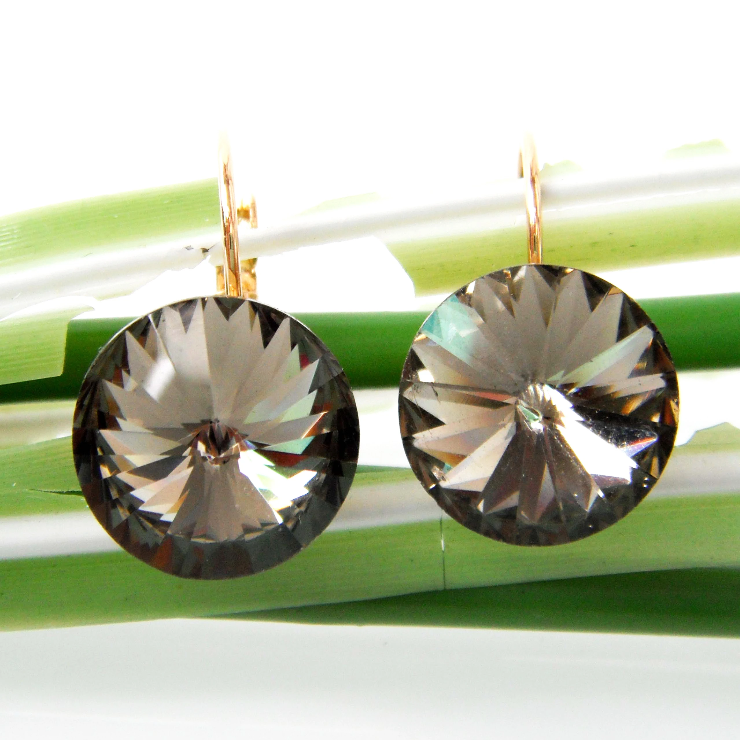 Серьги кольца Navachi с круглыми кристаллами и цирконием 1 4 см желтое кольцо GP