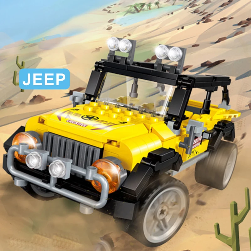

351Pcs Creative 3 IN 1 Deformed Off-road Jeep Excavator Adventure Racing Vehilcle Model Building Blocks Mechanical DIY Brick Toy