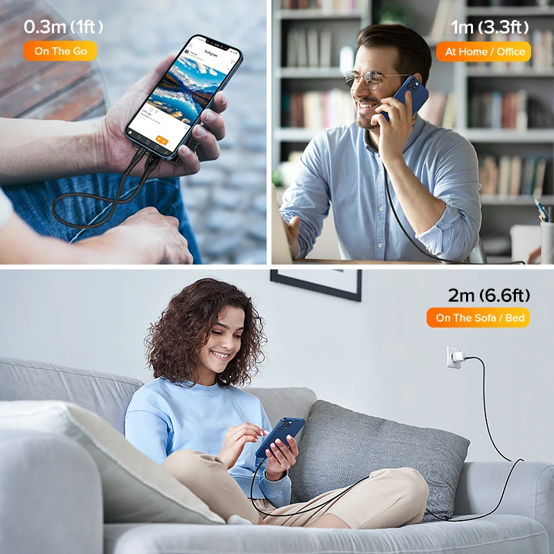 QOOVI 2m USB Cable 2.4A Fast Charging Mobile Phone Charger For iPhone 13 12 Pro Max Xs Xr X 8 SE 7 6 6s iPad Air Mini Data Cord | Мобильные