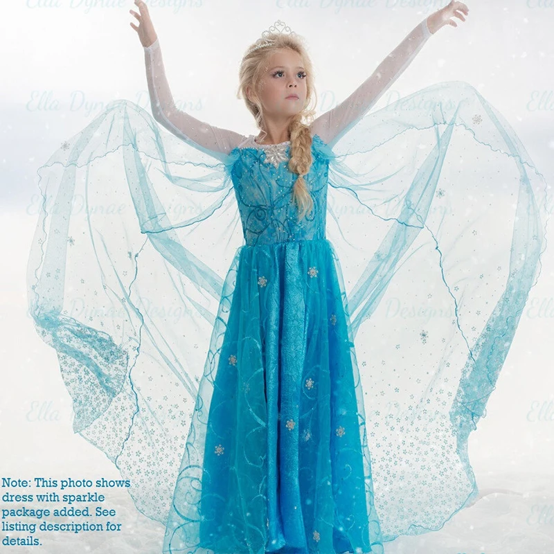 Летний нарядный костюм Эльзы с длинным плащом для девочек Элегантное платье