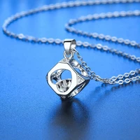 fashion korean love cube hollow zircon pendant necklace o shaped chain female diamond heart shaped jewelry