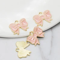 30pclot enamel bow knot charm tie black pink alloy gold tone necklace bracelet earrings jewelry making accessory