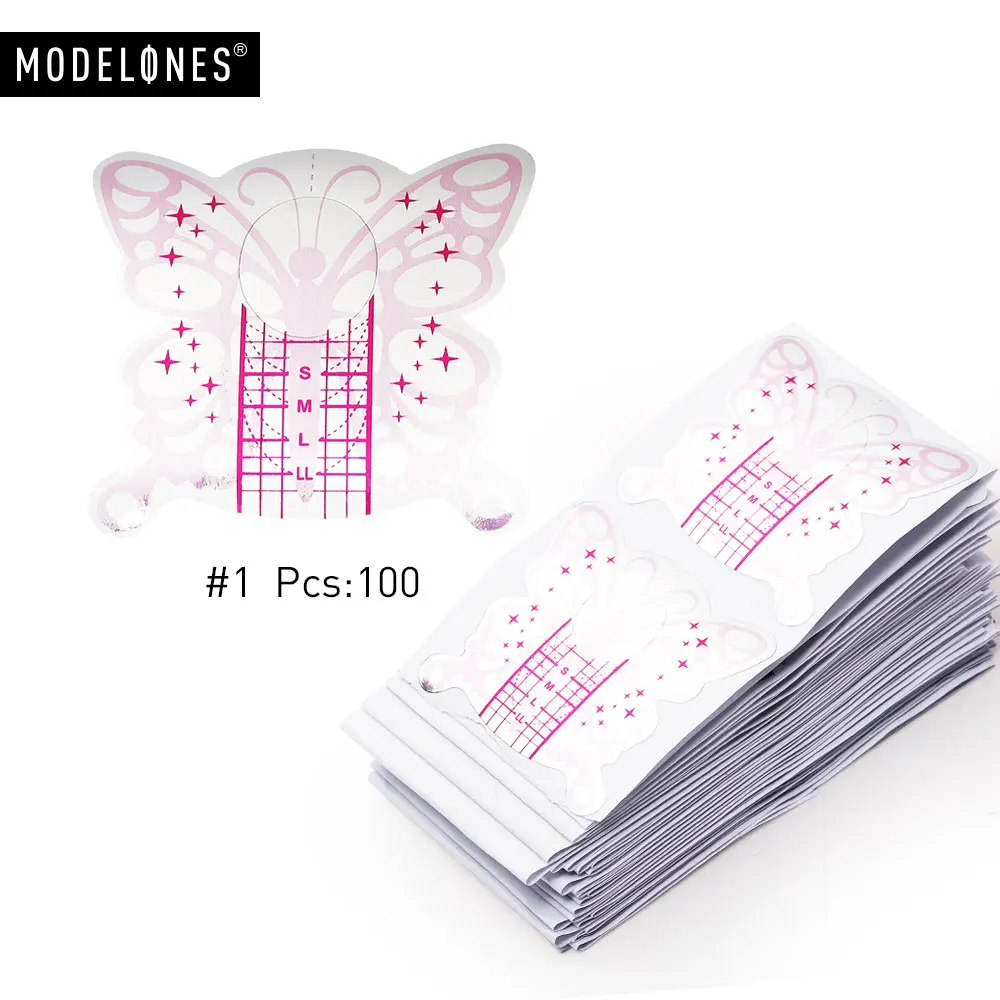 Modelones, 100 шт, набор для удлинения ногтей, золотой дизайн ногтей, французские наклейки, Типсы, градиентный цвет, гелевые наклейки для наращивания - Цвет: 1