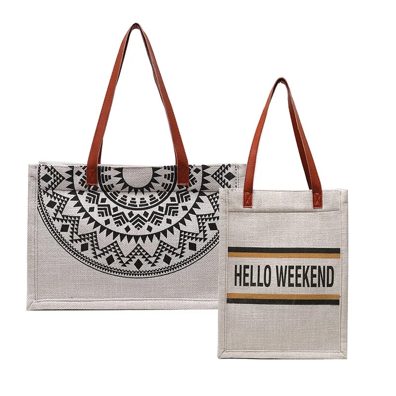 

Canvas Tote Bag women's Shoulder Bag National Style Cotton And Hemp Women Shopping Shoulder Purse 2021 New Fashion Handbag