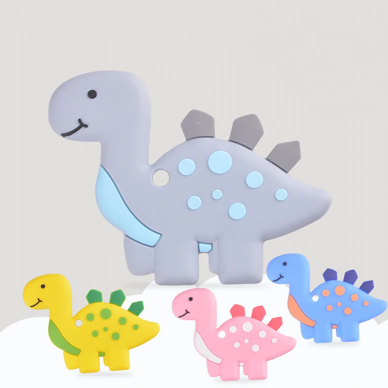 

10pcs Food Grade Silicone Baby Teether Dinosaur Shaped BPA Free Baby Teething Beads Nurse Silicone Toy Product Baby Bracelet