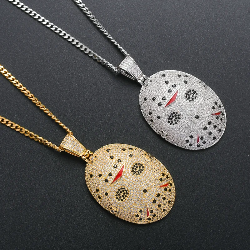 Стразы мужское ожерелье лед из кубического циркония в стиле хип-хоп маска кулон