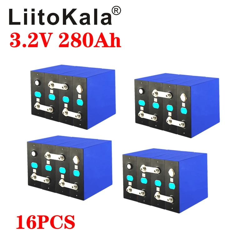 

16pcs LiitoKala 3.2V 320Ah 280Ah lifepo4 for electric vehicle RV solar storage system rechargeable battery 12V 24V battery pack