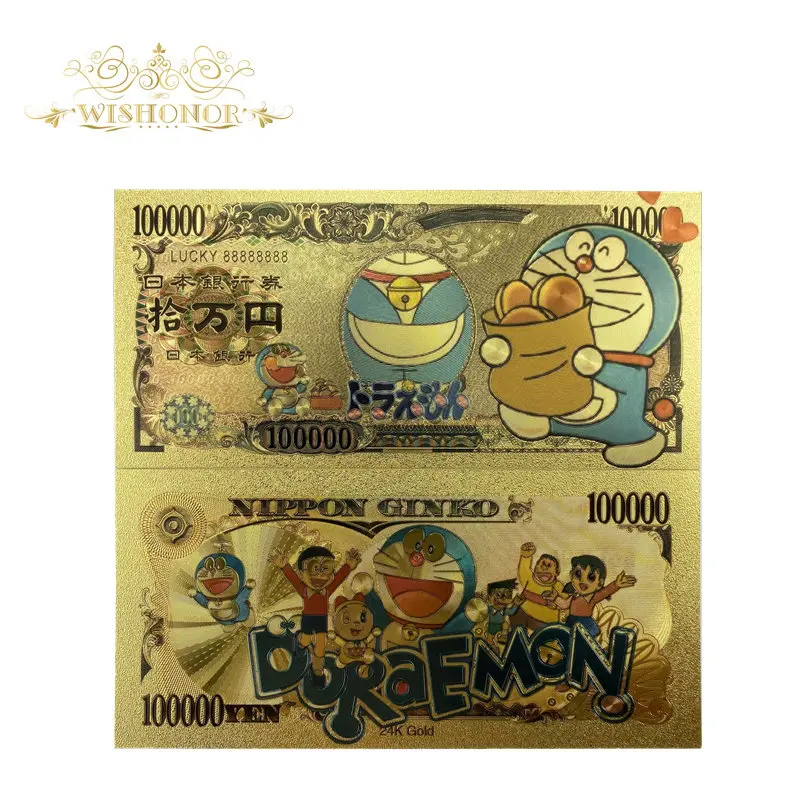 

1pcs 2021 New Type Japan Anime Banknote 10,000 Yen Banknote in 24K Gold Plated Money For Collection