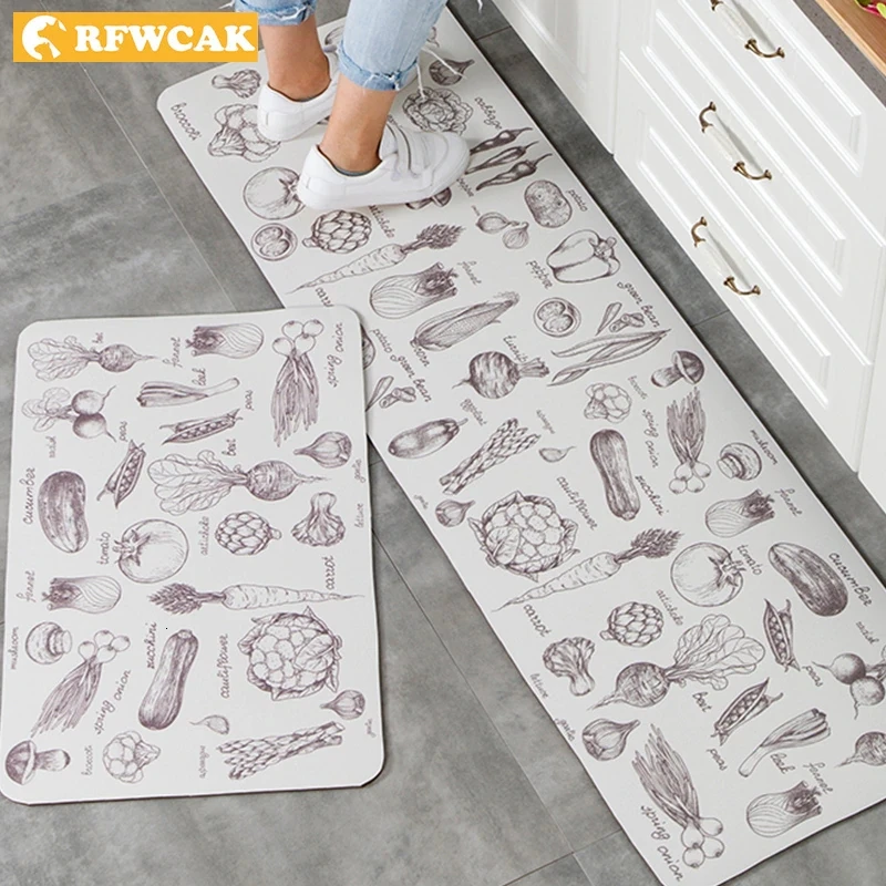 

RFWCAK Kitchen Carpets PVC Leather Floor Mats Large Floor Carpets Doormat Bedroom Tatami Waterproof Oilproof Tapete Kitchen Rugs