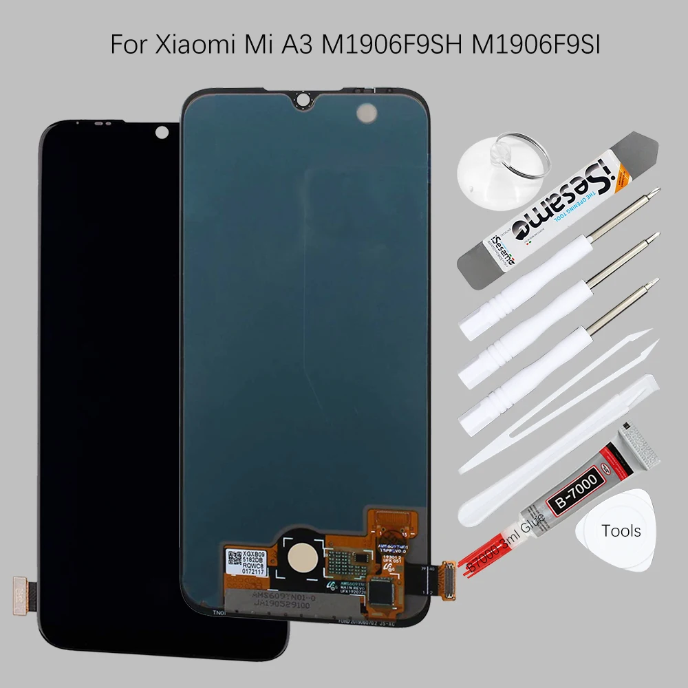 Оригинальный AMOLED-дисплей с отверстием для отпечатка пальца замена Xiaomi Mi A3 CC9E