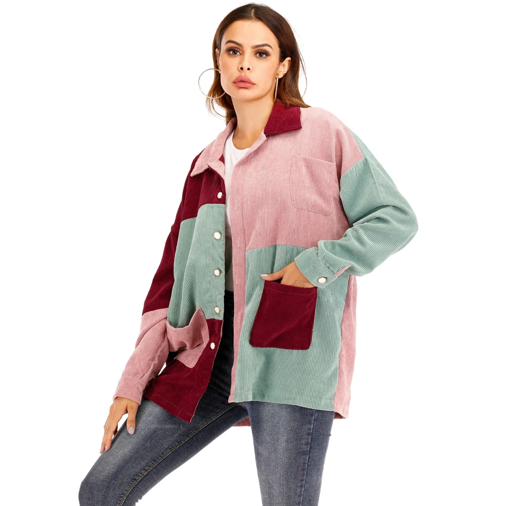 Вельветовая куртка женская 2019 осенняя и зимняя Новая повседневная однобортная