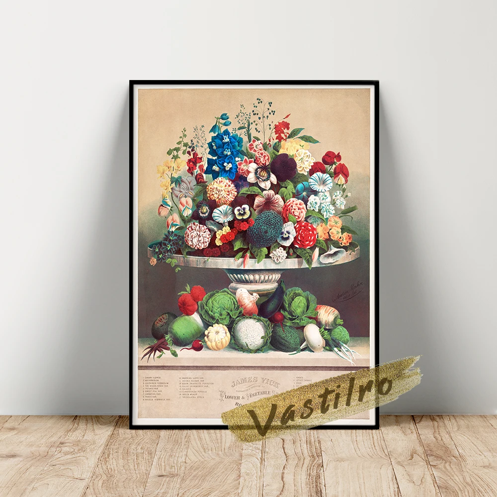 

Anton Carl Rahn Exhibition Poster, Flowers And Vegetables Wall Painting, Rahn Vintage Plant Wall Art, Drawing Room Wall Stickers