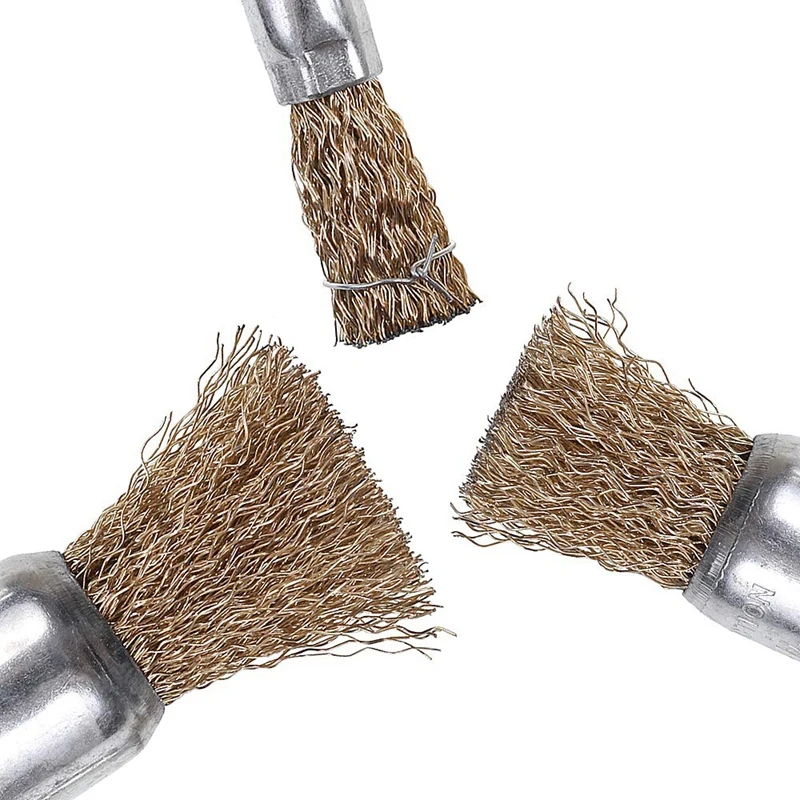 

15 Pack Brass Coated Wire Brush Wheel & Cup Brush Set with 1/4-Inch Shank, 3 Sizes Coated Wire Drill Brush Set Perfect for Remov