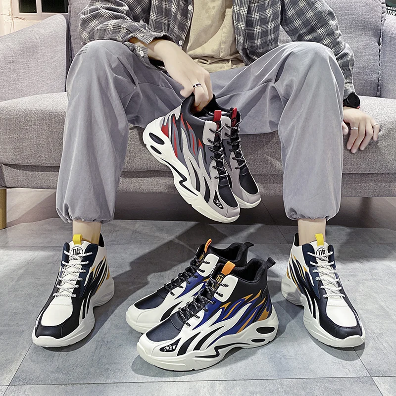 Abhoth Running Shoes Basketball Shoes High Cut Comfort Light Outdoor Leather Non-slip Walking Men Sneakers Heighten Zapatillas