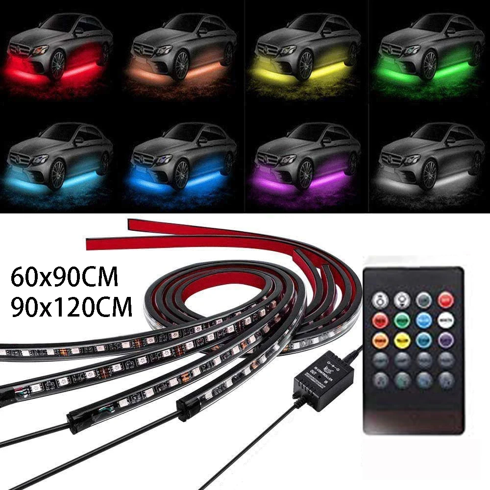 RGB подсветка автомобиля LSlight 4 шт. наружная Светодиодная лента нижняя часть