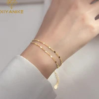 xiyanikesilver color simple fresh double layer bracelet female temperament cute sweet couple handmade jewelry wholesale