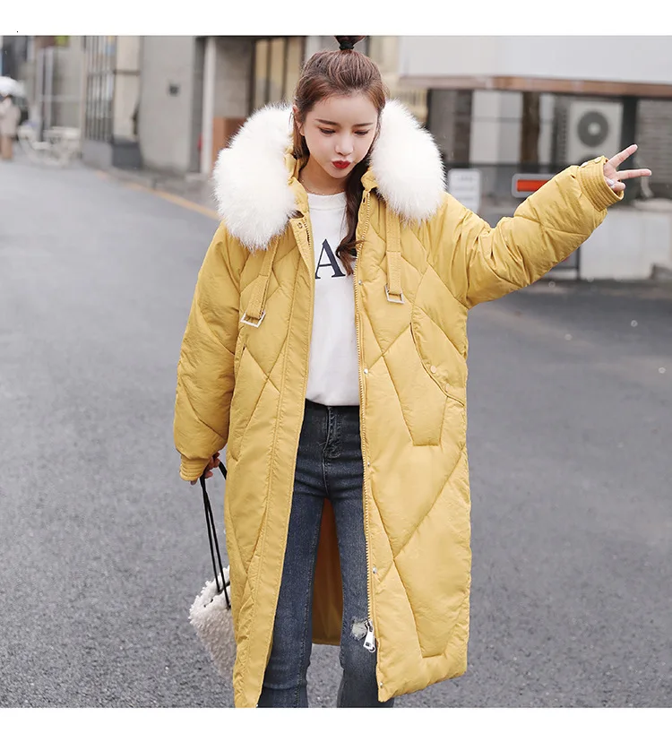 Женское длинное широкое свободное меховое пальто с капюшоном, зимнее пуховое пальто, Толстая теплая куртка, ватные парки с большим карманом