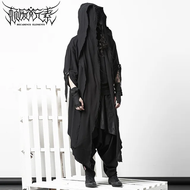 Diablo thin cloak personality cloak casual jacket male trendy gothic fake two over-the-knee robes 5