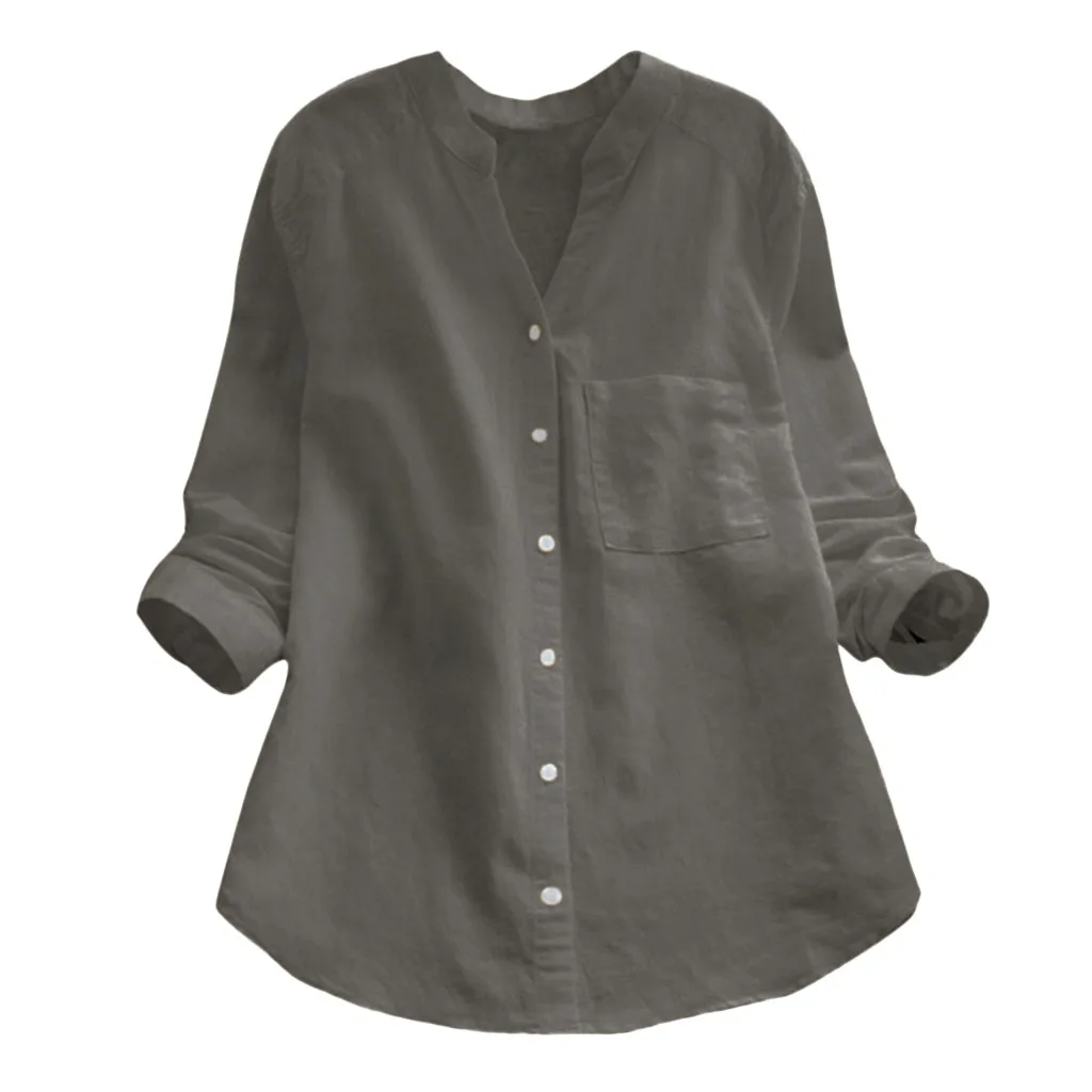 Cute Cat Linen shirt Women Fall long sleeve tops female blouse collared loose casual women's blouses 5