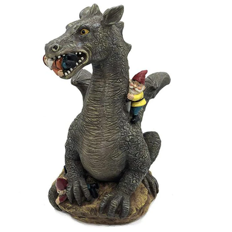 

Dragon Eating Gnome Garden Statue Creative Hilarious Outdoor Dwarf Gnome Massacre Ornament for Indoor DRSA889