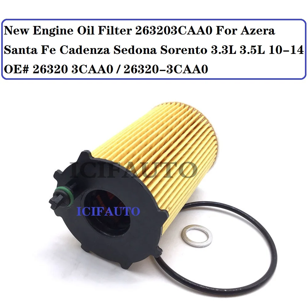 Новый масляный фильтр двигателя 263203CAA0 Для Azera Santa Fe Cadenza Sedona Sorento 3.3L 3.5L 10 14 OE #26320 3CAA0 /