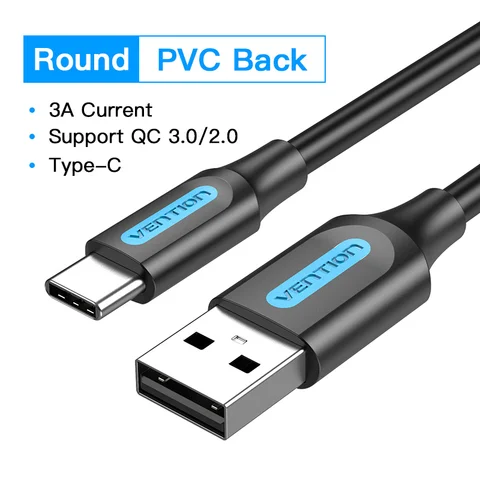 VENÇÃO USB TIPO C PARA SAMSUNG POCO S21 3A Carregamento rápido USB C Data do carregador para Xiaomi Redmi Nota 8 Tipo C Cabo Cabo