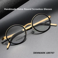 denmark brand lightweight glasses round titanium prescription frame men women vintage 9707 circle eyeglasses frame eyewear