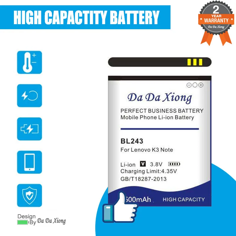 

4800mAh BL243 Battery For Lenovo K3 Note K50-T5 K50-T3S A7000 A5500 A5860 A5600 A7600 Replacement Mobile Phone
