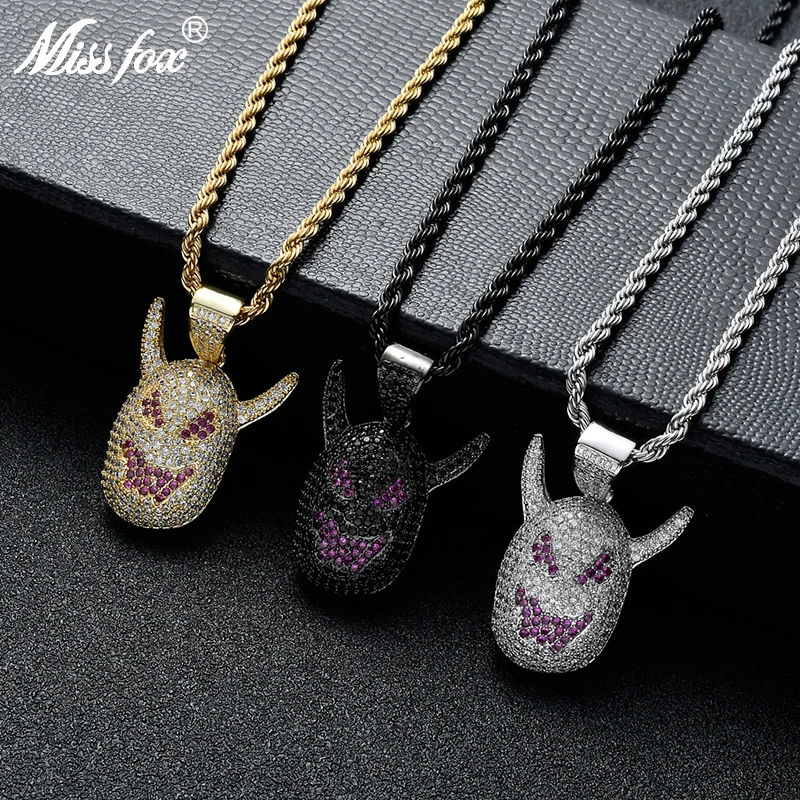 Missfox подвеска в виде монстра Longhorn Devil Hiphop Rapper персональное мужское ожерелье