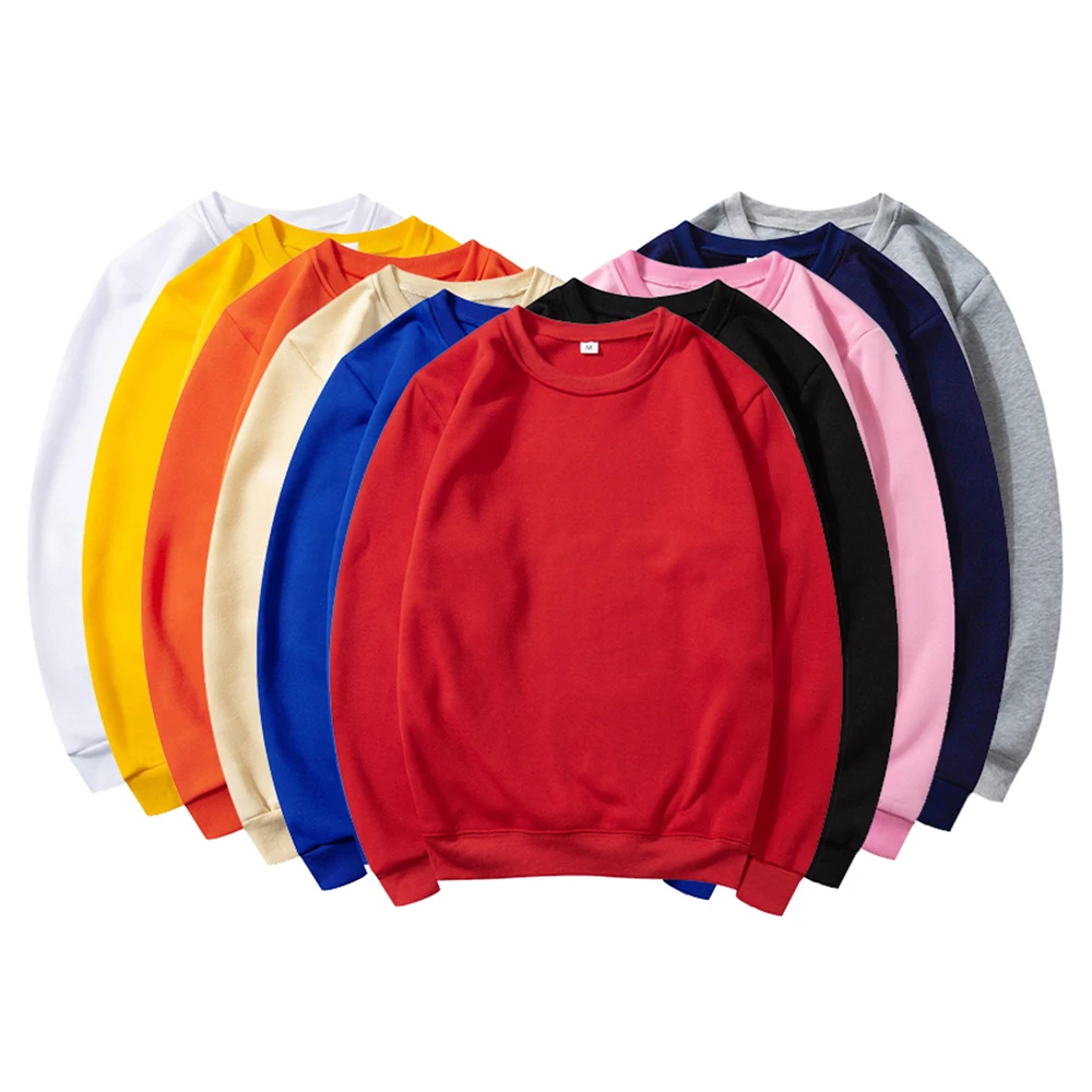 

Solid Color DIY Print Sweatshirt Men/Women O-neck Customize Logo Print Sweat Shirt Image Text Character Unisex Couple Cloth