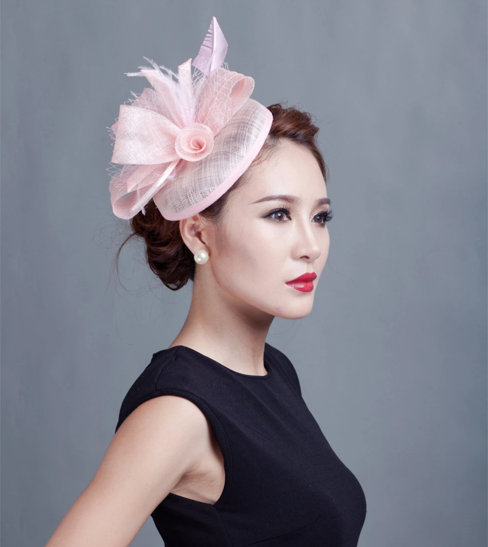 

Women Chic Fascinator Hat Cocktail Wedding Party Church Headpiece kentucky Headwear Feather Hair Accessories Sinamay Fascinators
