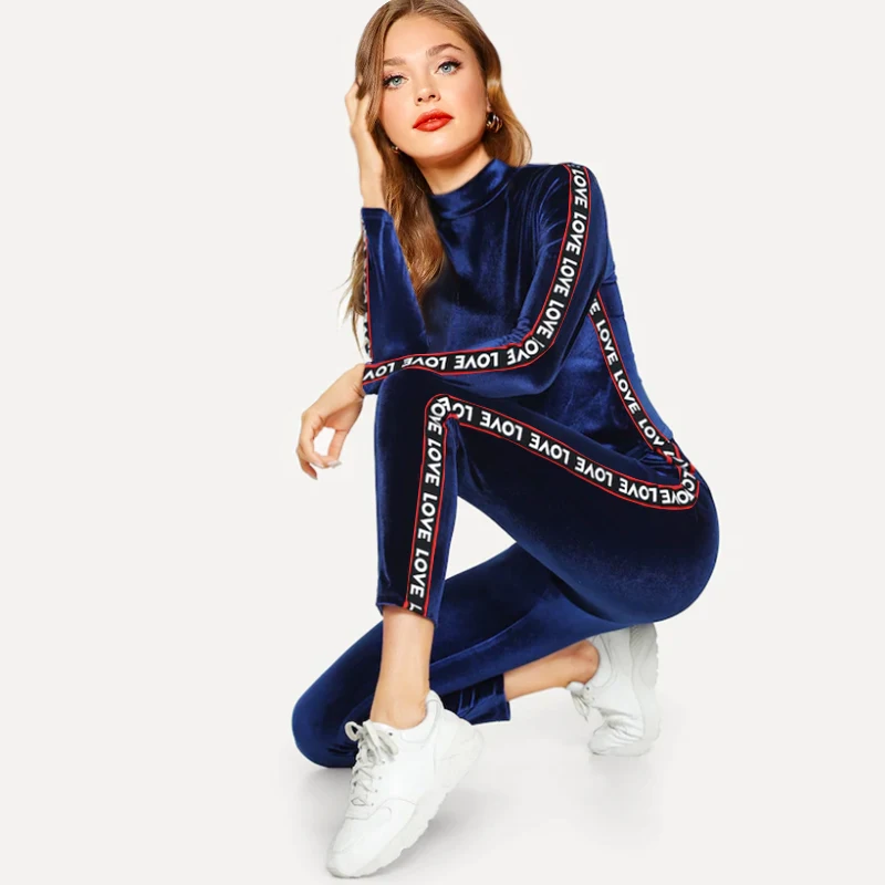 Женский спортивный костюм облегающие Бархатные костюмы из двух предметов с